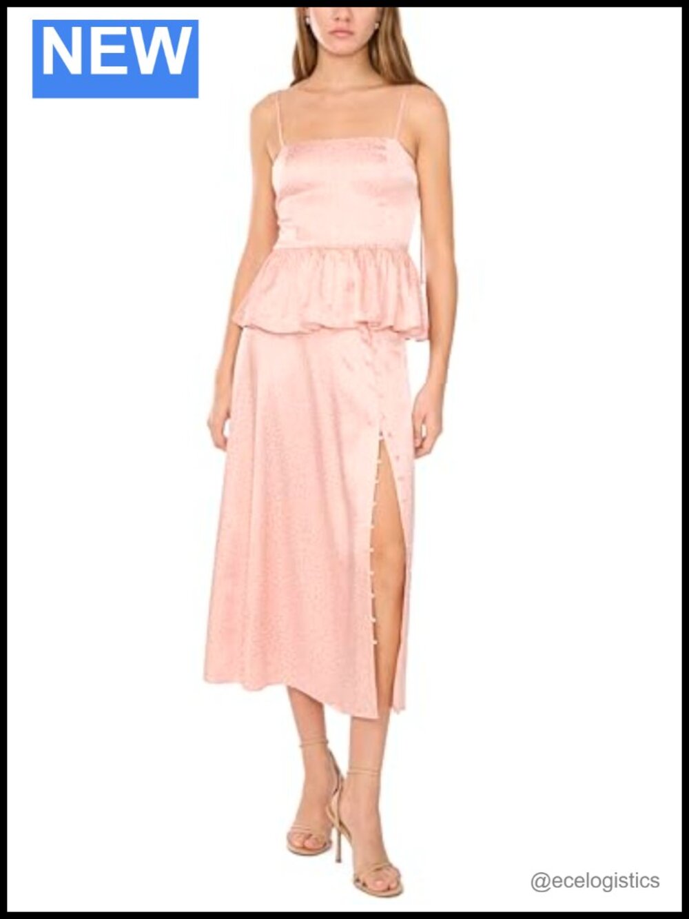 Button Slit Midi Skirt High Rise Contemporary Work